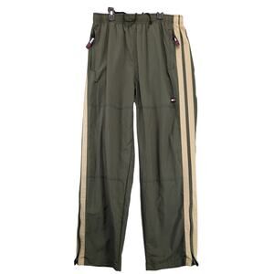 Vtg 90s Tommy Hilfiger Striped Windbreaker Track Pants Men's L Zip Ankle Green
